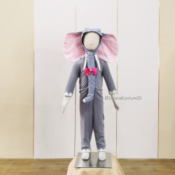 Kostum Hewan Elephant Pink Gajah Merah Muda