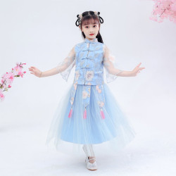 Baju Negara China Hanfu Cherry Blossom Blue Girl