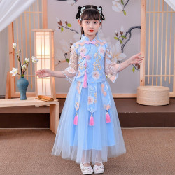 Baju Negara China Hanfu Cherry Blossom Blue Girl