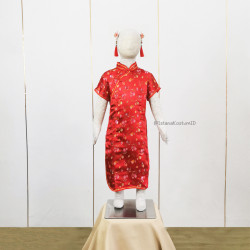 Baju Negara China Cheongsam Red Gold Girl A