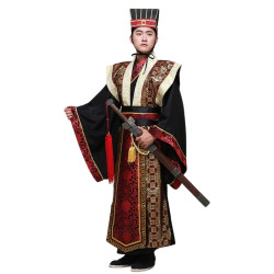 Baju Negara China Three Kingdoms Black Pejabat Zu Ge Liang Pria Dewasa