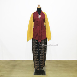 Baju Adat Betawi Kebaya Maroon Wanita Dewasa