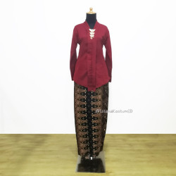 Baju Adat Betawi Kebaya Maroon Wanita Dewasa