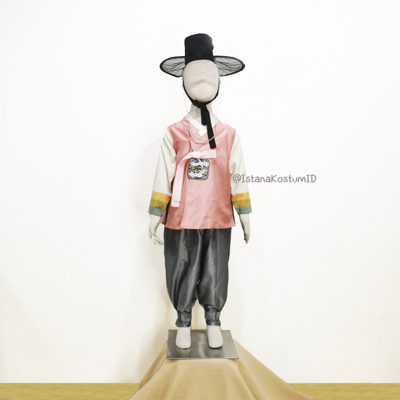 Baju Negara Korea Hanbok Soft Pink Grey Boy