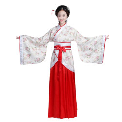 Baju Negara China Hanfu Flower White Red Wanita Dewasa