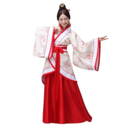 Baju Negara China Hanfu Flower White Red Wanita Dewasa