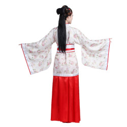 Baju Negara China Hanfu Flower White Red Wanita Dewasa