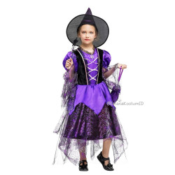 Kostum Penyihir Witch Purple Black Web