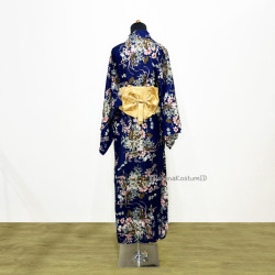 Baju Negara Jepang Kimono Red Gold Flower Wanita Dewasa