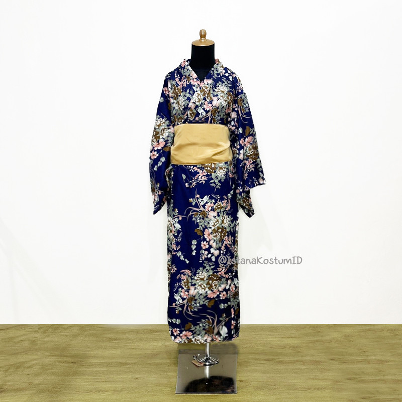 Baju Negara Jepang Kimono Red Gold Flower Wanita Dewasa