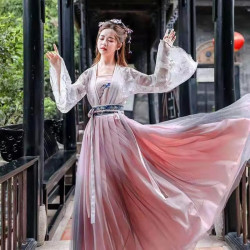 Baju Negara China Hanfu Brokat Pink A Wanita Dewasa