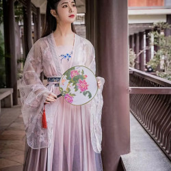 Baju Negara China Hanfu Brokat Pink A Wanita Dewasa