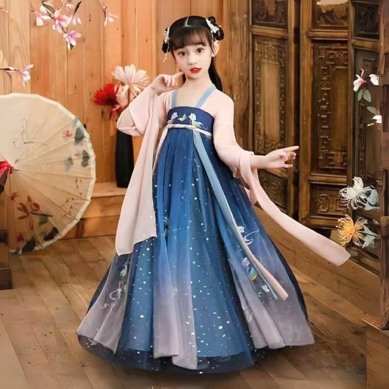 Baju Negara China Hanfu Pink Navy Starry Girl