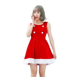 Kostum Santa Claus Red Sleeveless Wanita Dewasa