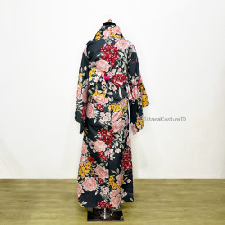 Baju Negara Jepang Kimono Hijau Daun Bunga Wanita Dewasa