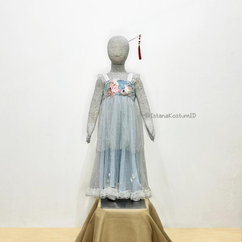 Baju Negara China Hanfu Blue Rabbit Pearl Girl