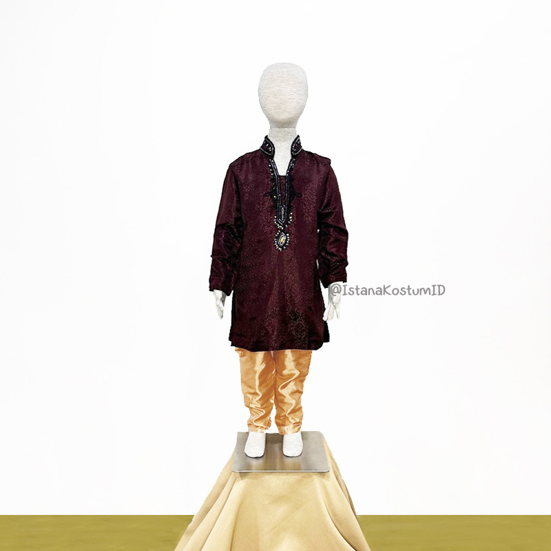 Baju Negara India Bangsawan Maroon Boy Sherwani Bangladesh Pakistan Sri Lanka