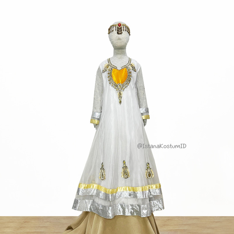 Baju Negara India Swarovski White Dress Girl