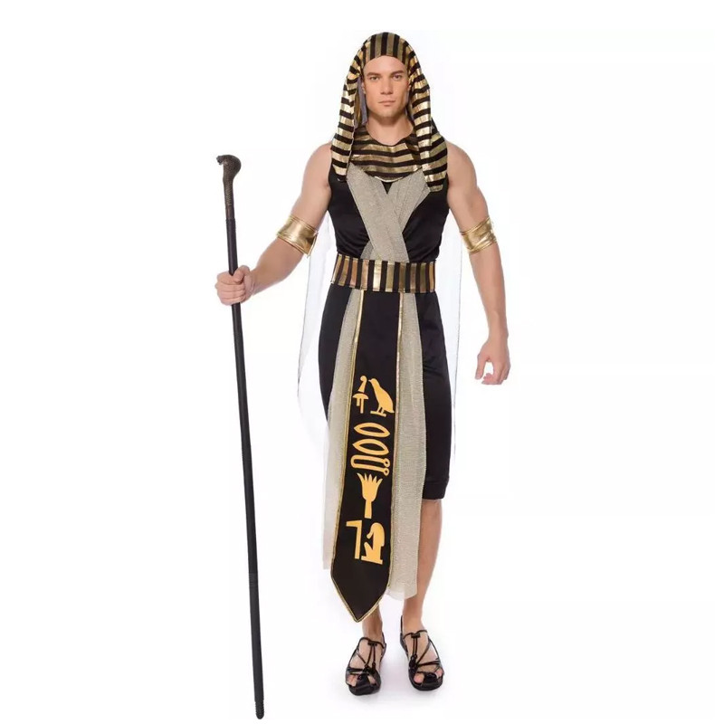 Baju Negara Mesir Firaun Black Gold Long Pria Dewasa