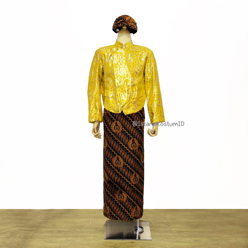 Baju Adat Jawa Beskap Janggan Gold Keraton Pria Dewasa