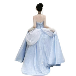 Dress Princess Cinderella Blue Luxury Wanita Dewasa