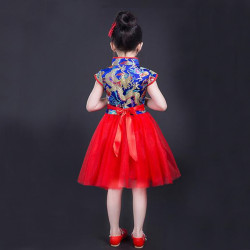 Baju Negara China Cheongsam Blue Red Girl