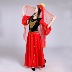 Baju Negara China Uighur Tibet Mongol Red Wanita Dewasa