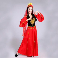 Baju Negara China Uighur Tibet Mongol Red Wanita Dewasa