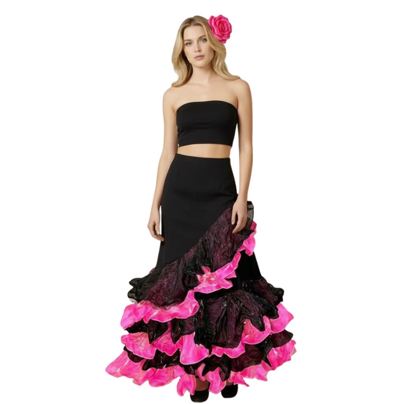 Baju Negara Spanyol Dancer Pink Black Wanita Dewasa