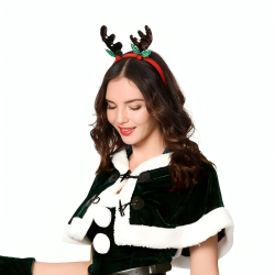 Aksesoris Santa Claus Cape Green Deer Wanita Dewasa