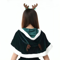 Aksesoris Santa Claus Cape Green Deer Wanita Dewasa