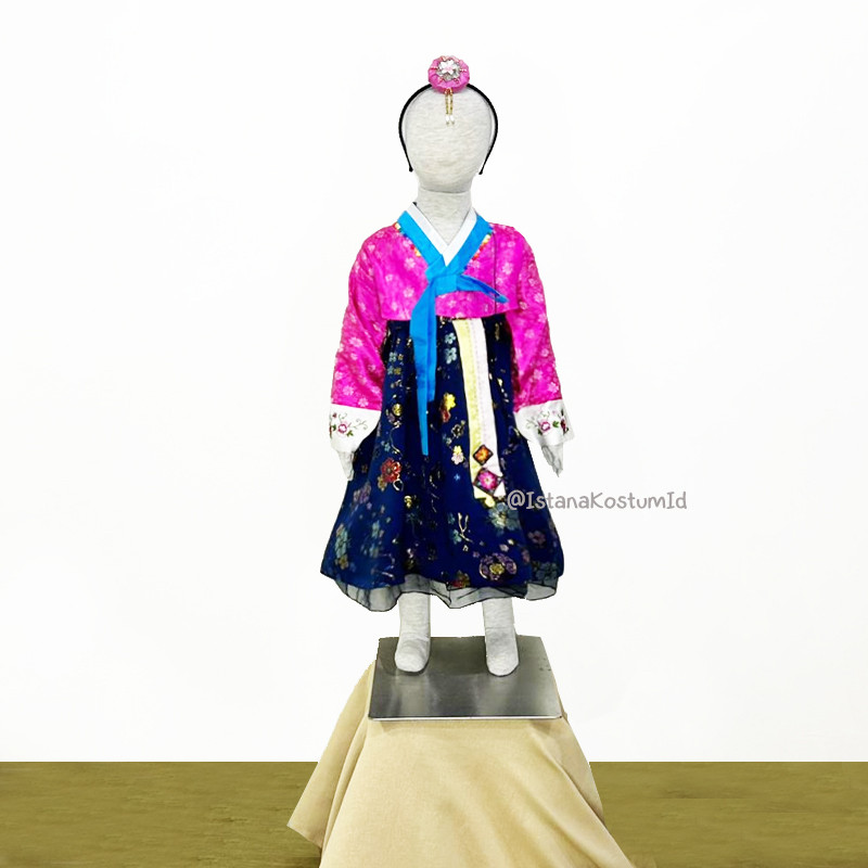 Baju Negara Korea Hanbok Navy Pink Fanta Royal B Girl