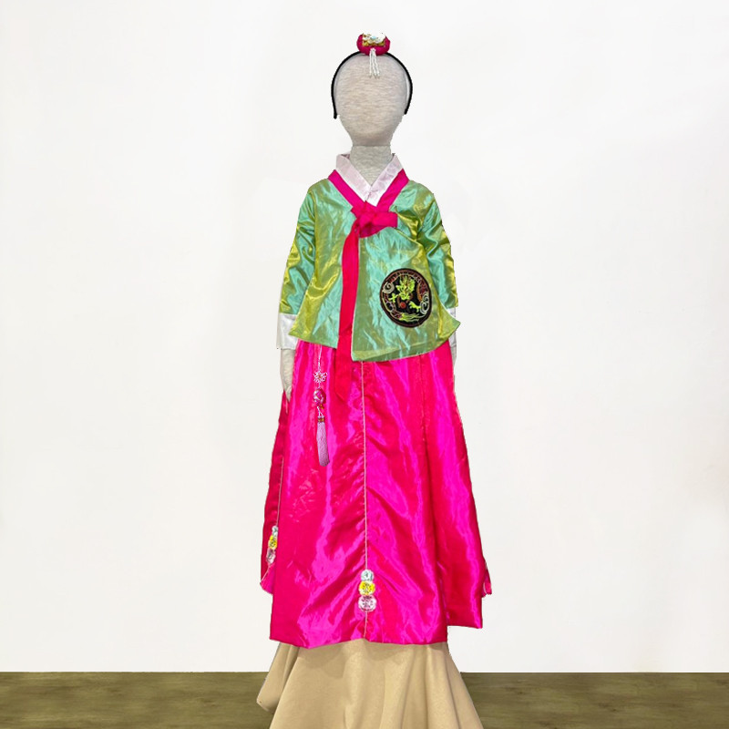 Baju Negara Korea Hanbok Royal Green Pink Metalic Girl