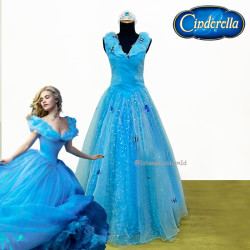 Dress Princess Cinderella Blue Butterfly Wanita Dewasa