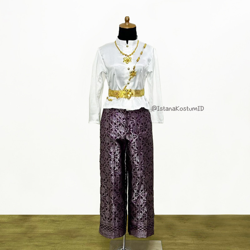Baju Negara Thailand White Purple Wanita Dewasa
