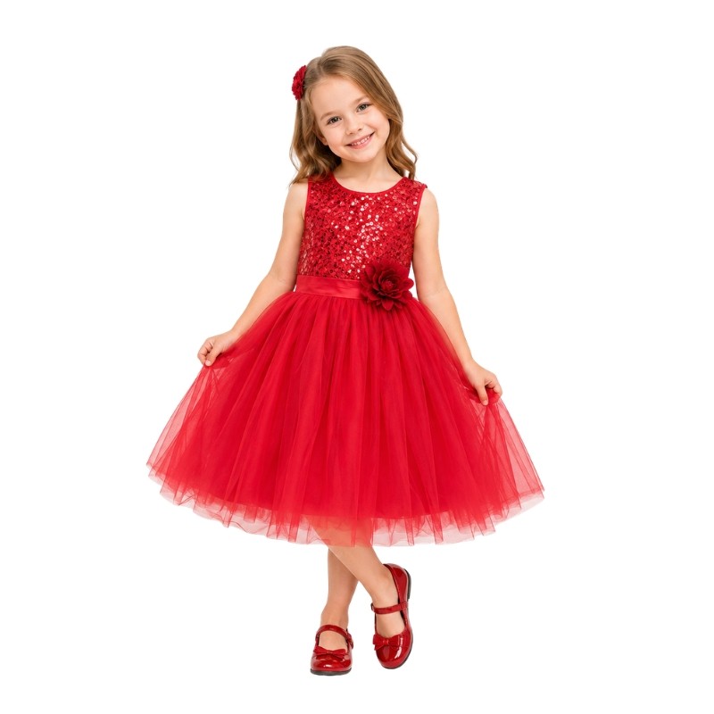 Dress Sequin Red A Christmas Natal Girl