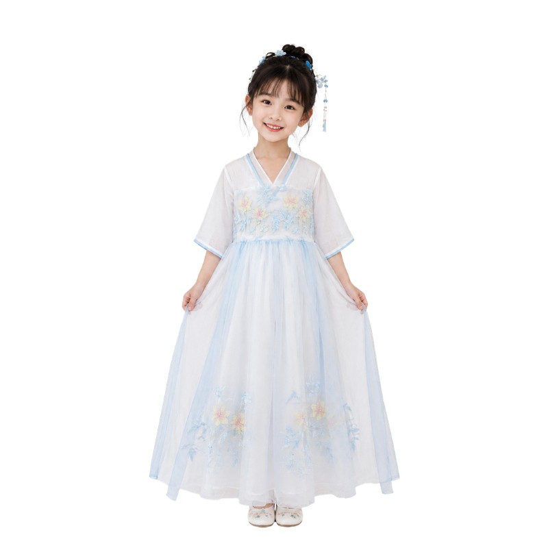 Baju Negara China Hanfu White Blue A Girl