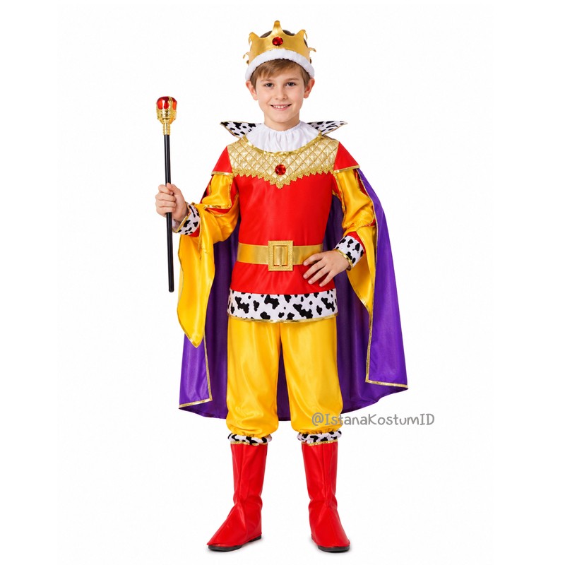 Baju Negara Eropa Raja Red Yellow Purple Cape Boy