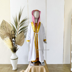 Baju Negara Arab Thawb Sultan White Gold