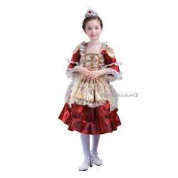 Baju Negara Old Europe Dress Princess Eropa Renaissance Red Wine France Perancis Rusia Marie Antoinette
