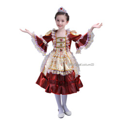 Baju Negara Old Europe Dress Princess Eropa Renaissance Red Wine