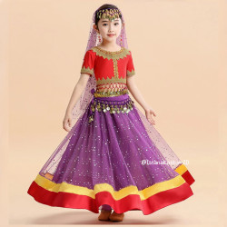 Baju Negara India Belly Dancer Red Purple Skirt