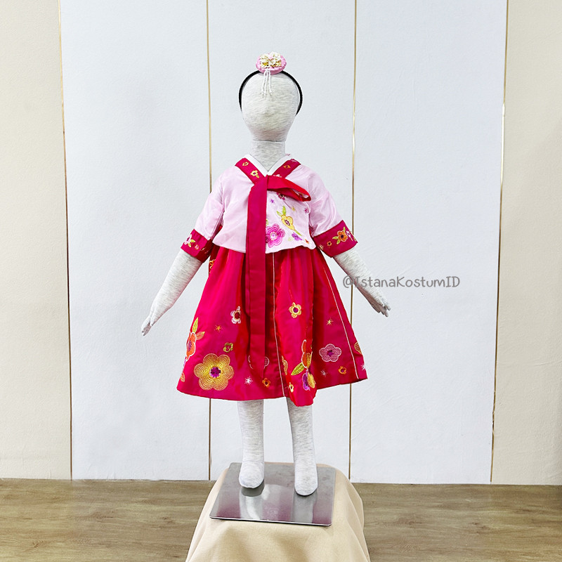 Baju Negara Korea Royal Hanbok Pink Magenta Girl