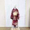 Baju Negara Jepang Kimono Red Gold Flower Girl