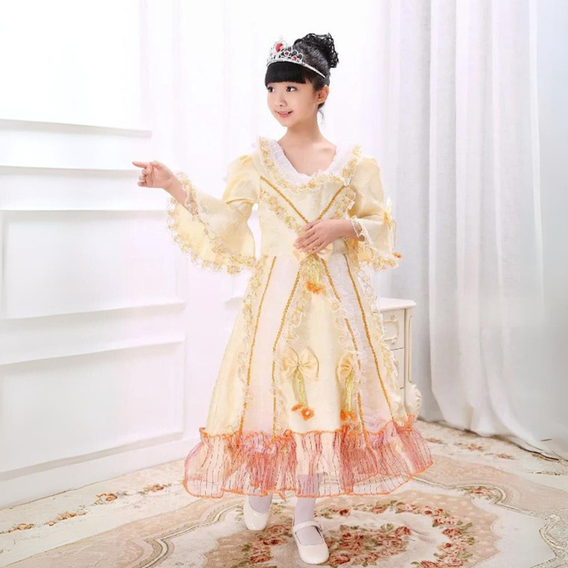 Baju Negara Old Europe Dress Princess Eropa Renaissance Beige Gold