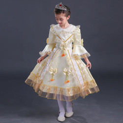 Baju Negara Old Europe Dress Princess Eropa Renaissance Beige Gold