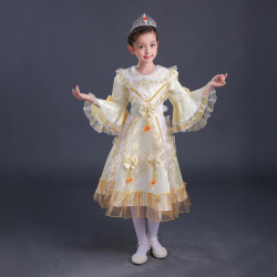 Baju Negara Old Europe Dress Princess Eropa Renaissance Beige Gold