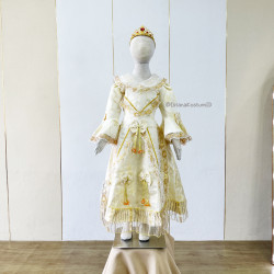 Baju Negara Old Europe Dress Princess Eropa Renaissance Beige Gold